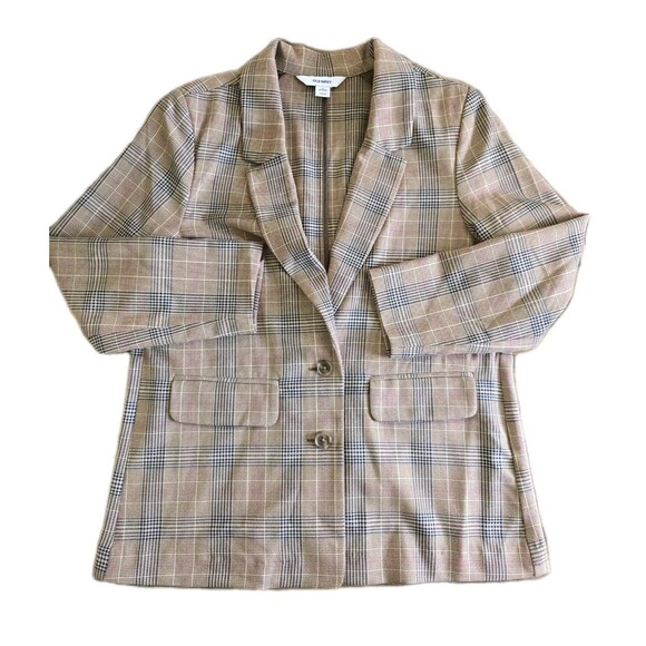 Old Navy Relaxed Unlined Brown Plaid Taylor Suit Blazer Jacket Womens P Small - Picture 11 of 11